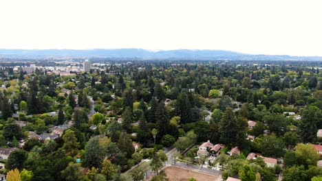 comunidad residencial de 4k aérea palo alto ca envuelta en árboles