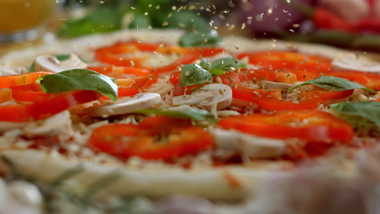 Making pizza with vegetables and herbs