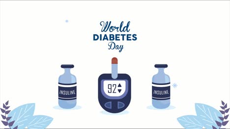 world diabetes day lettering with glucometer and insuline bottles