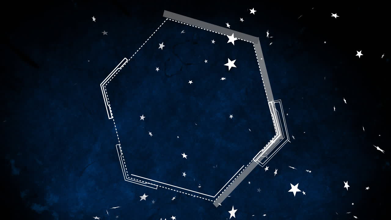 Hexagonal shape animation over starry night sky background