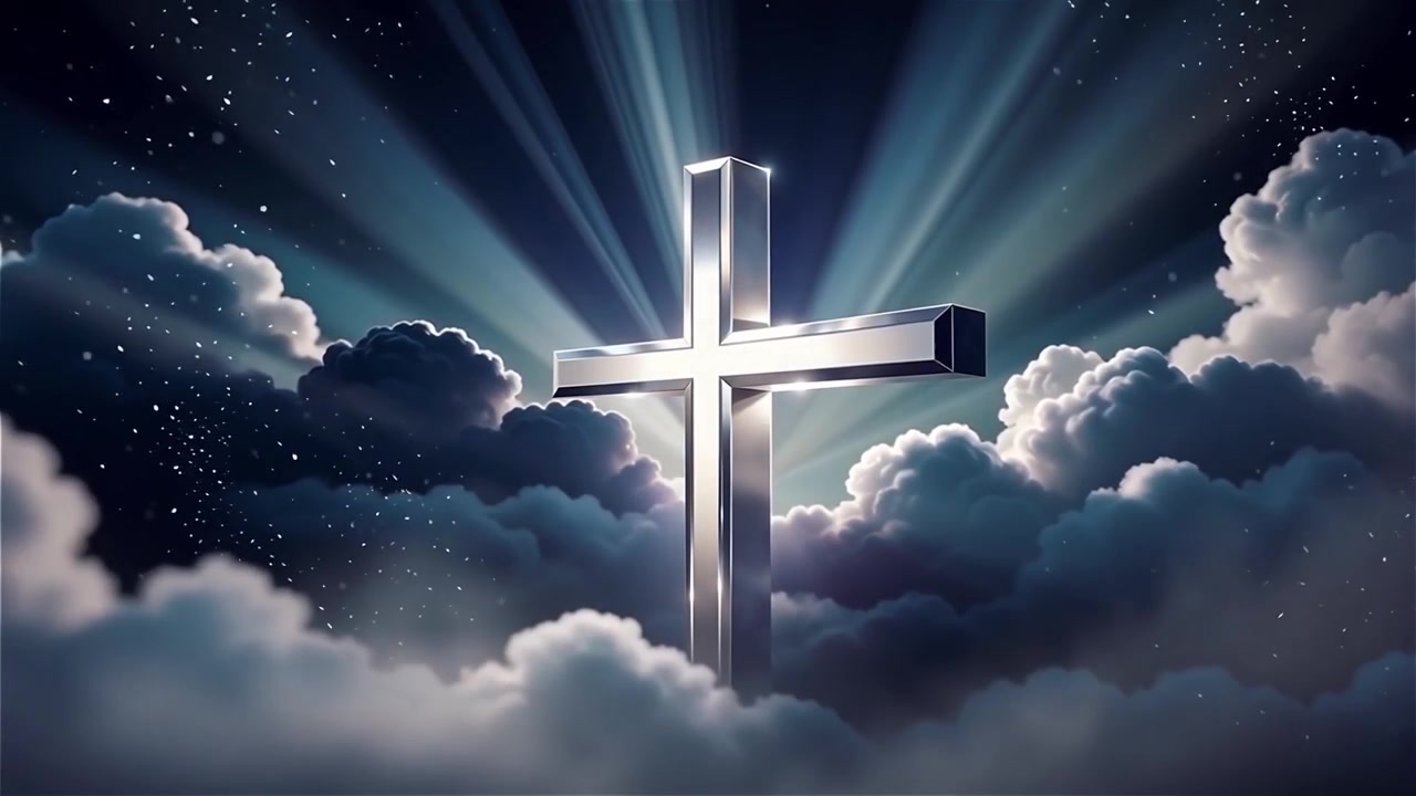 Christian Cross Heavenly Light Worship Background