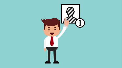 businessman with ecommerce technology animation