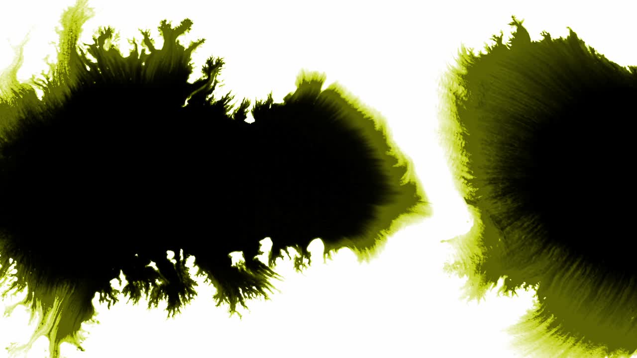 색 바탕에 퍼지는 노란색 잉크의 스프레이치와 반점