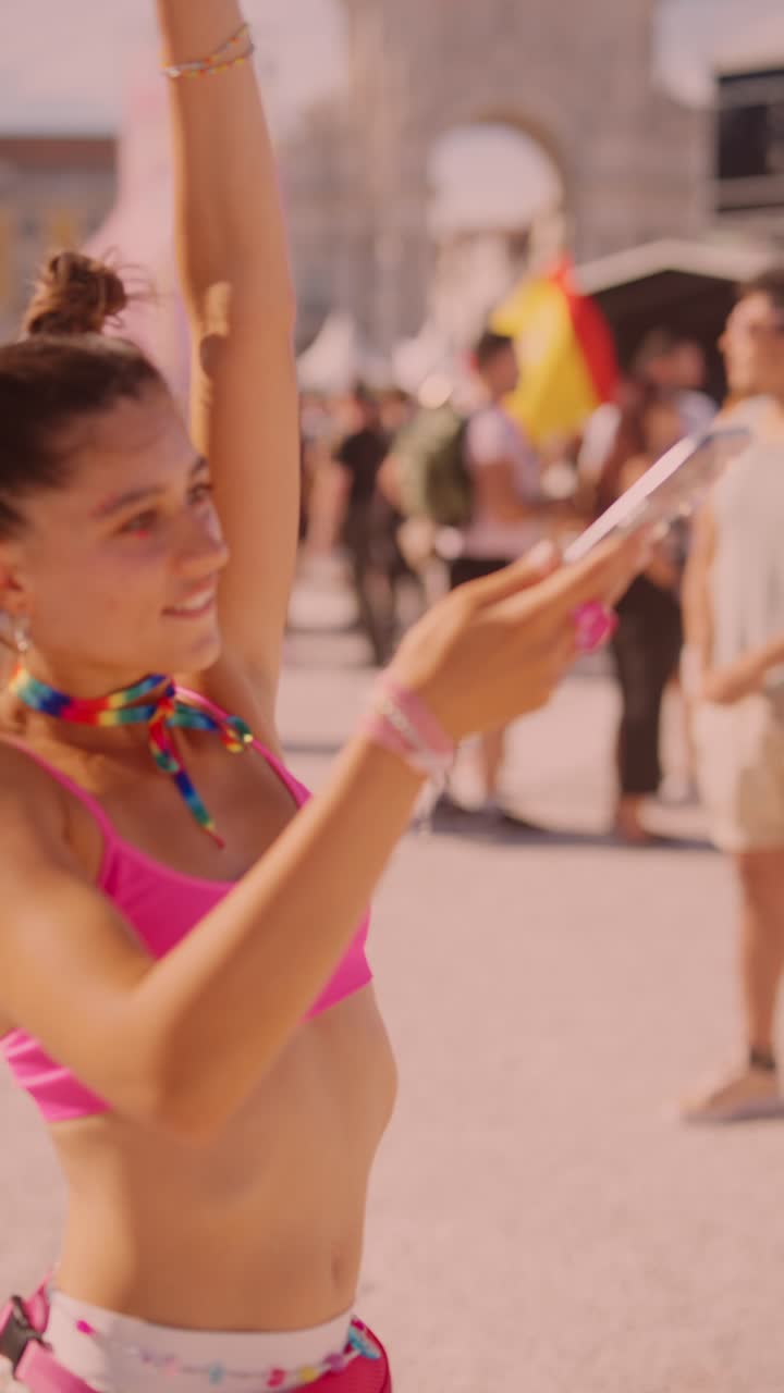Woman Celebrating at a Pride Parade