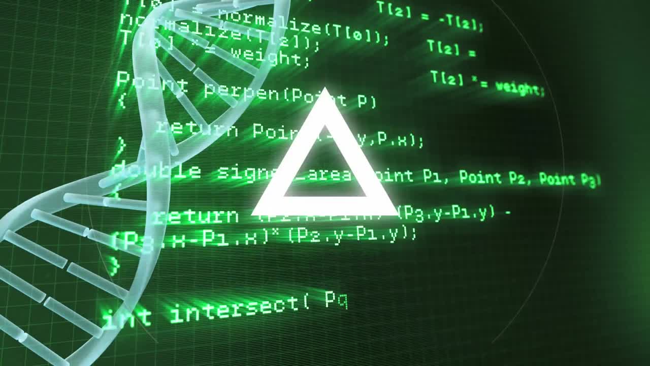 animación de la cadena de adn y escaneo de alcance sobre el procesamiento de datos