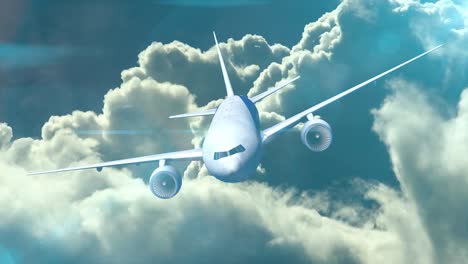 airplane travel flying in the cloud sky animation