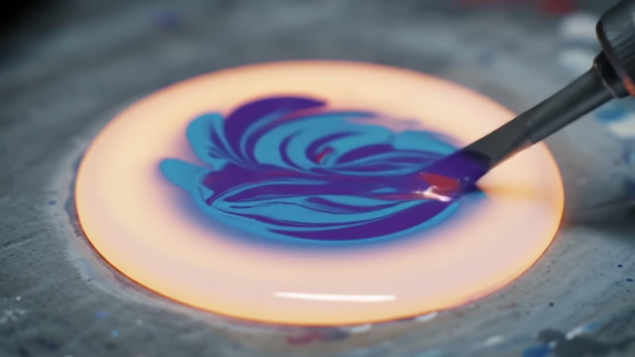 Mixing Vibrant Paint Colors to Create a Unique Artistic Palette at a Creative Studio