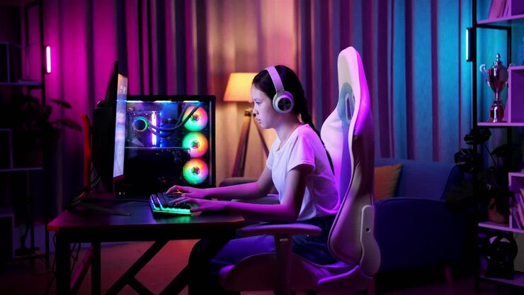 Giocatrice adolescente asiatica perde mentre gioca a un videogioco al computer.