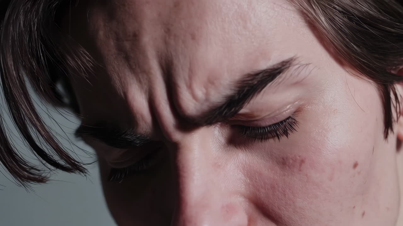 Close-up of a person with a worried expression.