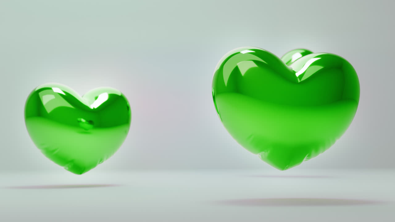 Green Balloon Hearts