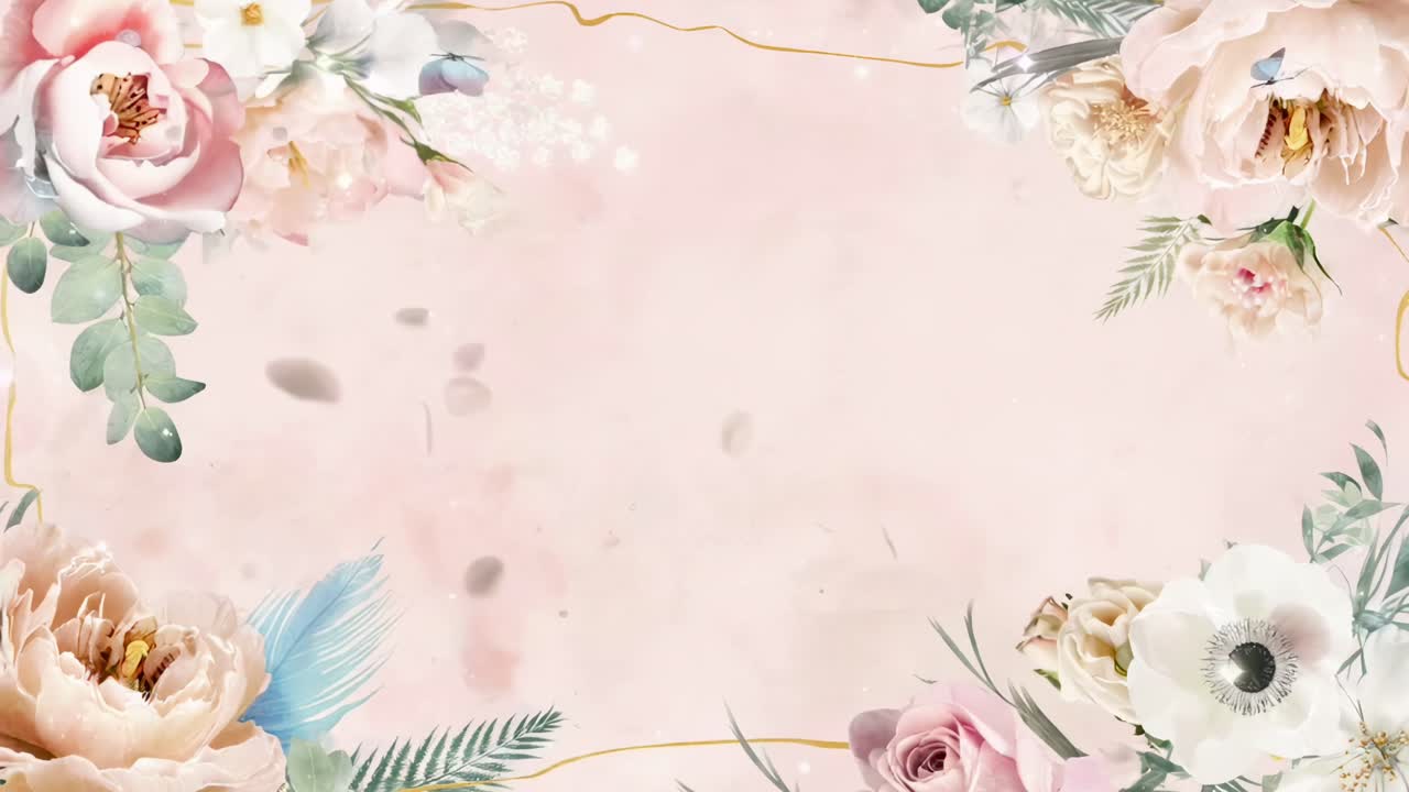 Top-down view of floral border on pastel background, perfect for a ...