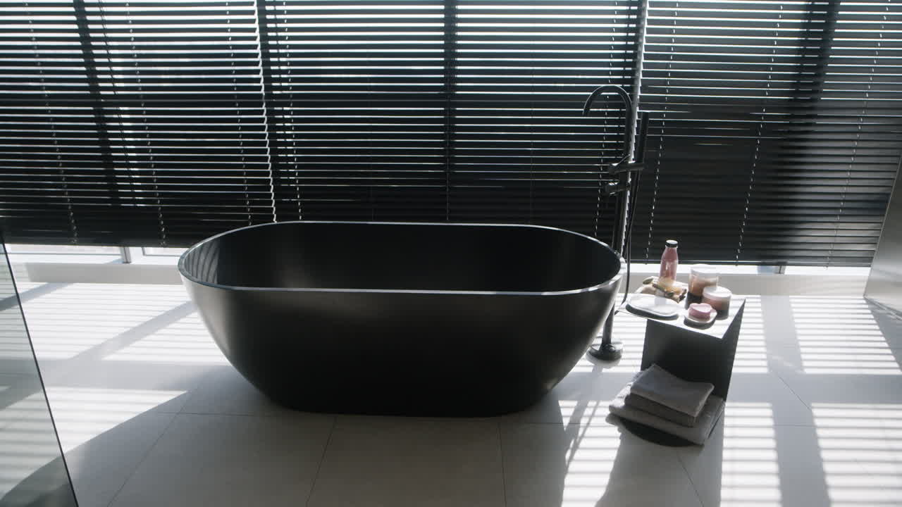 Modern Black Bathtub in a Luxurious Bathroom
