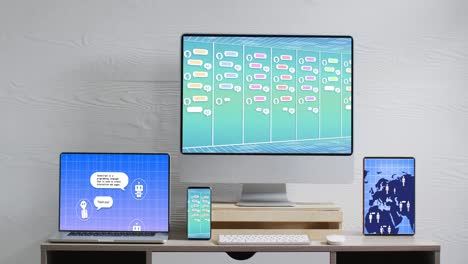 composition of electronic devices with ai chat on screens