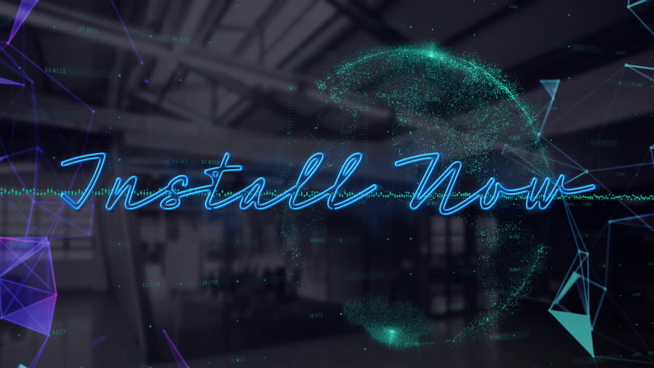 소셜 미디어 데이터 프로세싱의 애니메이션 및 전 세계에 대한 문자를 설치하십시오.