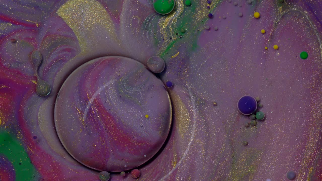 burbujas abstractas de colores. pintura de color macro en flujo dinámico. fondo de textura de movimiento caótico. vista superior