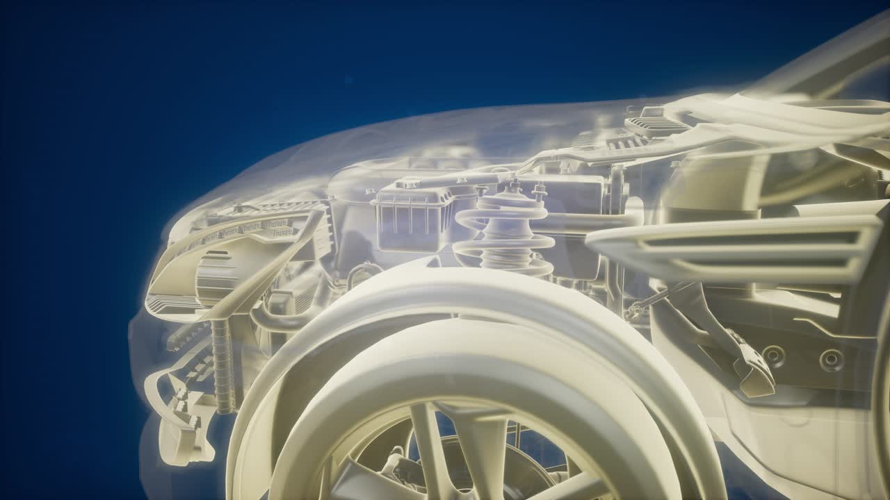 자세한 자동차 엔진 및 다른 부품