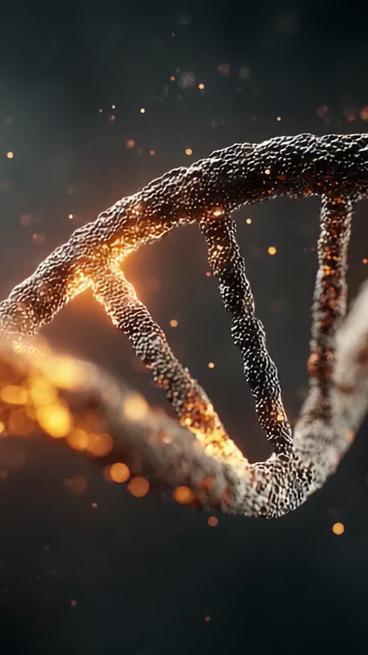 Un'affascinante esplorazione della struttura e della funzione del DNA illuminata da energia radiante in una straordinaria rappresentazione visiva del materiale genetico.