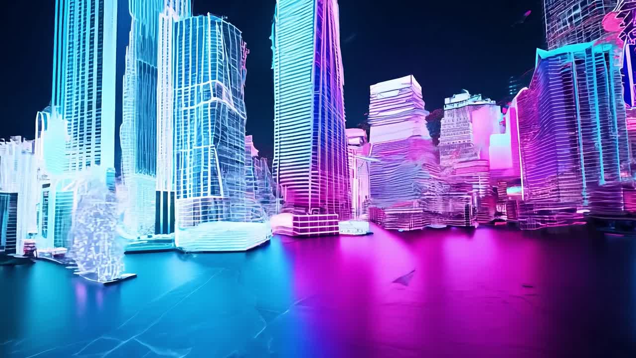 Paisagem urbana futurista de néon
