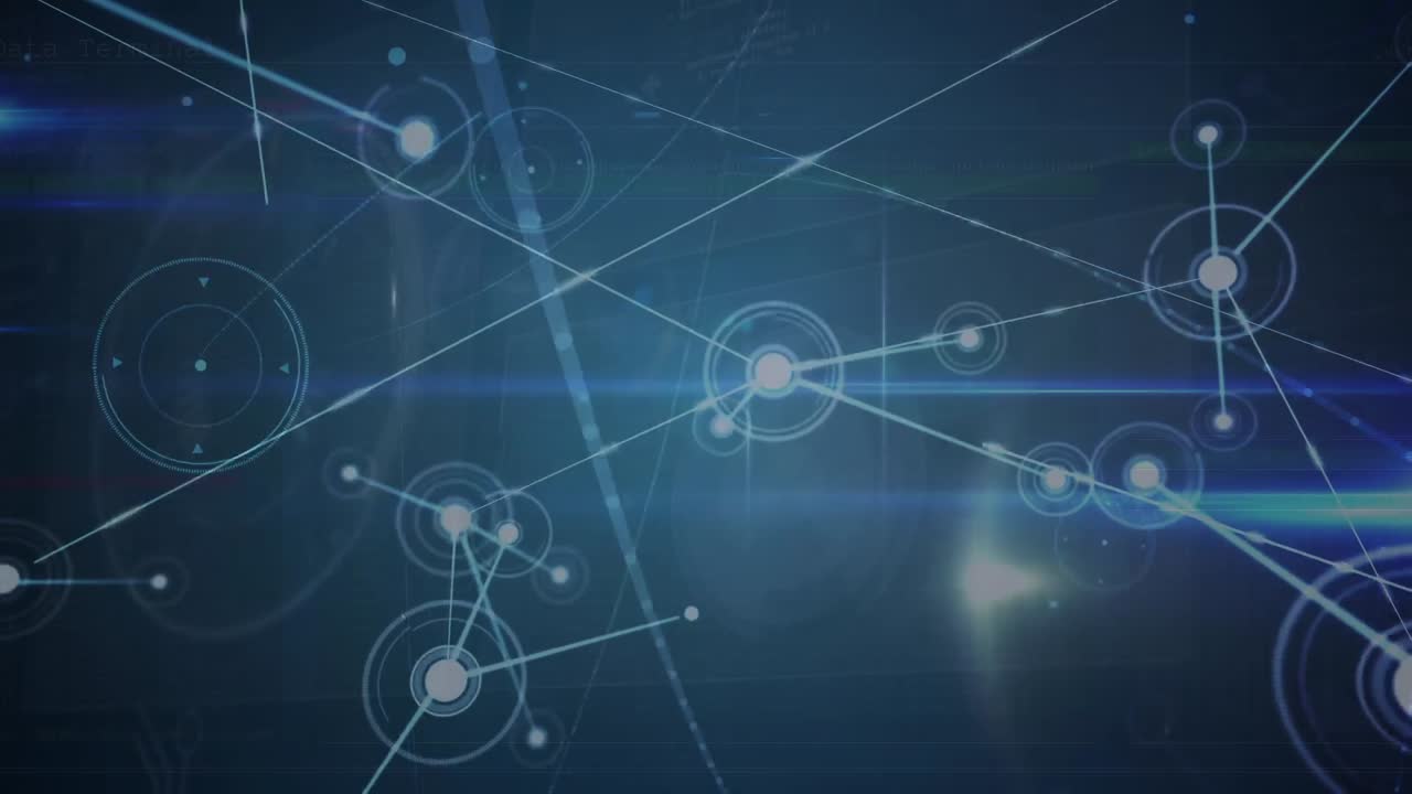 해군 공간의 연결 및 조명 네트워크의 애니메이션