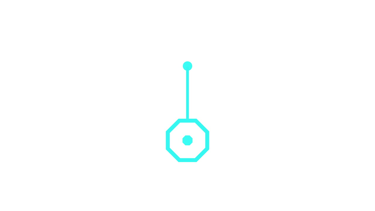 Abstract Cyan Geometric Pendulum Swinging on White Background