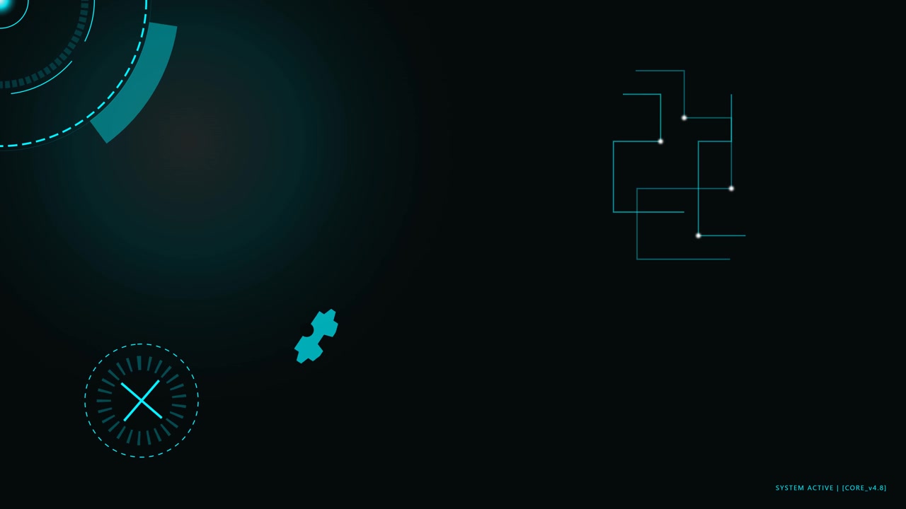 Futuristic Digital Interface with Animated HUD Elements and Data Lines