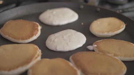 product mass poured into a hot frying pan