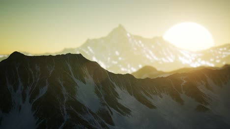 winter landscape in mountains at sunset