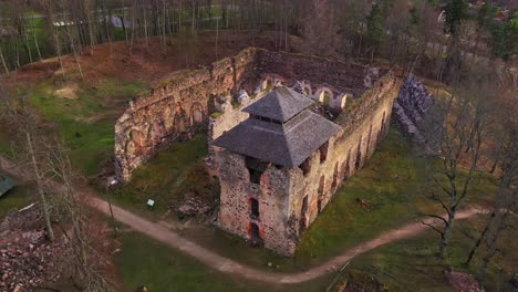 historical ruins of rauna castle located in cesis district, latvia