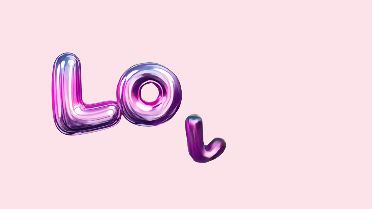 Glansig kärlekstextdesignanimation som isolerad tillgång, transparent 4K-video, alfakanal, ProRes 4444.