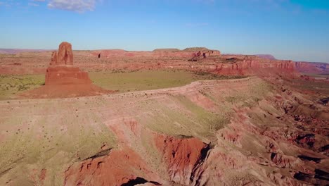 Beautiful-inspiring-aerial-over-rock-formations-in-Monument-Valley-Utah-at-sunset-1