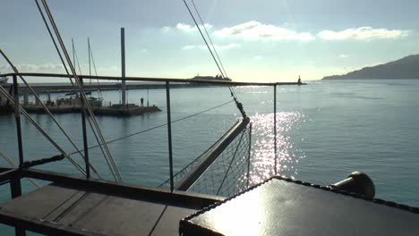 departure from the port, aboard a pirateship