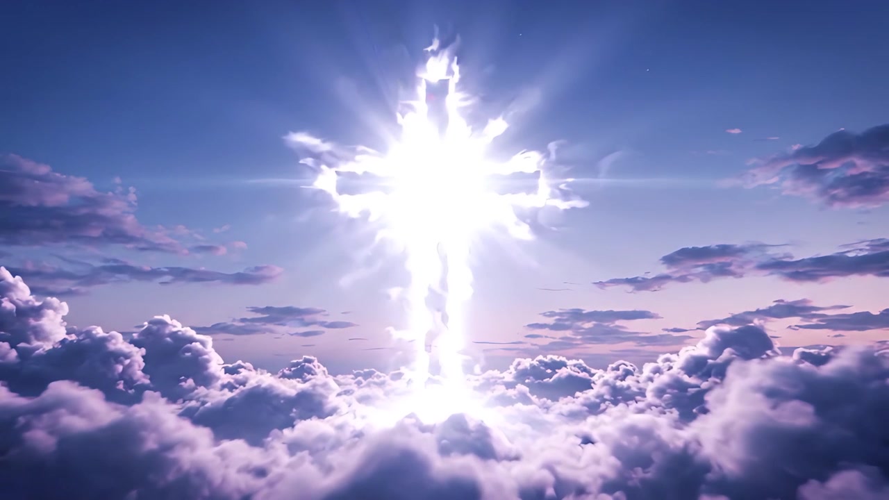 Sfondo per Adorazione 4K: Croce Cristiana e Luce Celeste
