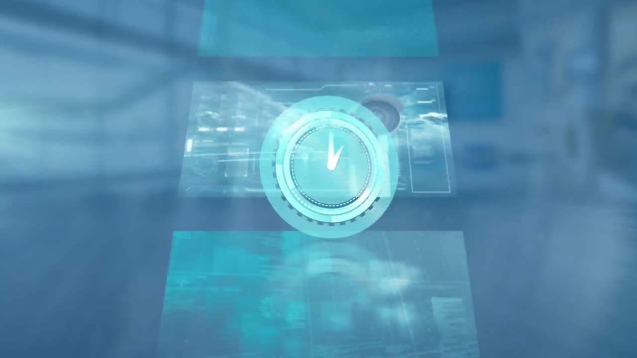 움직이는 시계의 애니메이션과 배경의 화면에서 다양한 데이터 처리