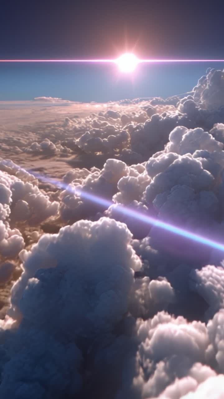 A breathtaking view of golden sunlight piercing through fluffy clouds, showcasing the beauty of nature's skies in a mesmerizing celestial landscape