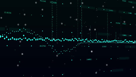 animation of data processing and white particles floating against black background