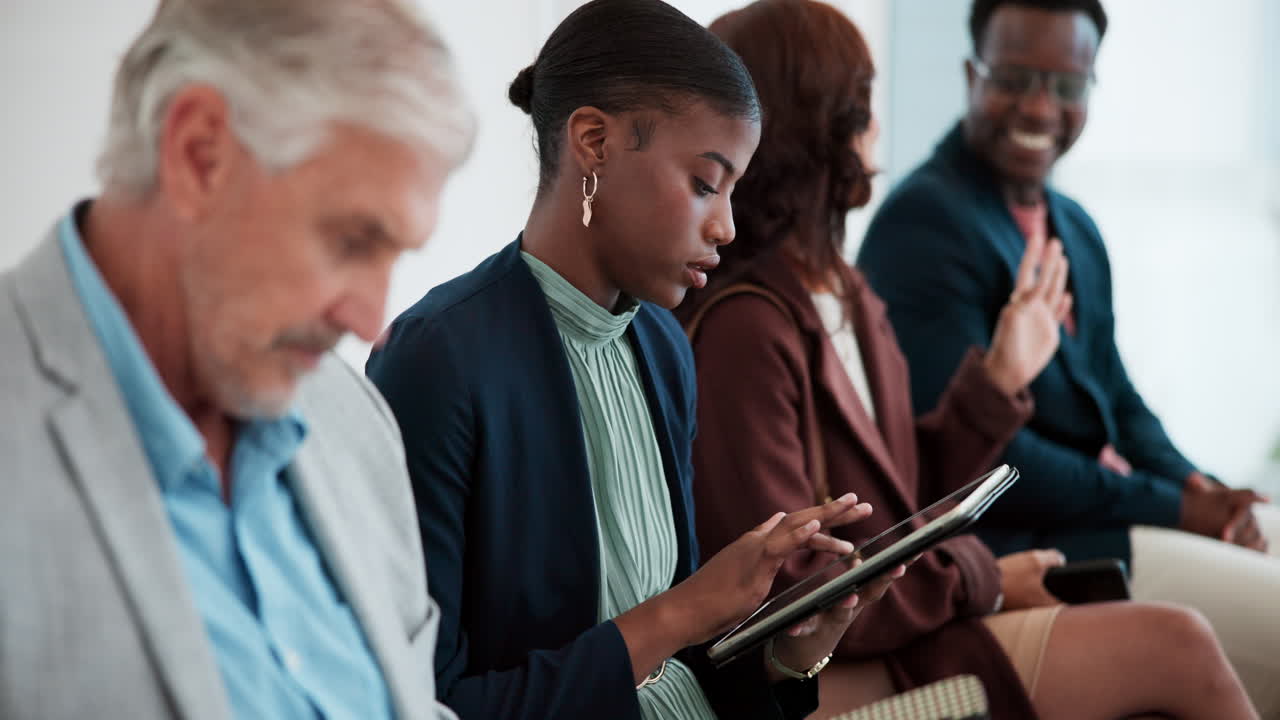 Diverse group of people waiting for job interviews