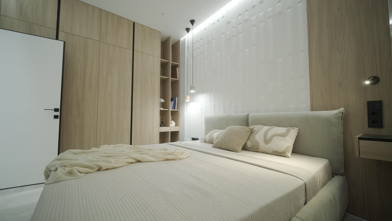 interior de dormitorio minimalista moderno