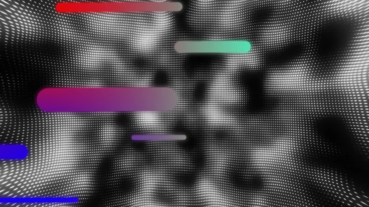 Animation of glowing neon lights moving over pattern background