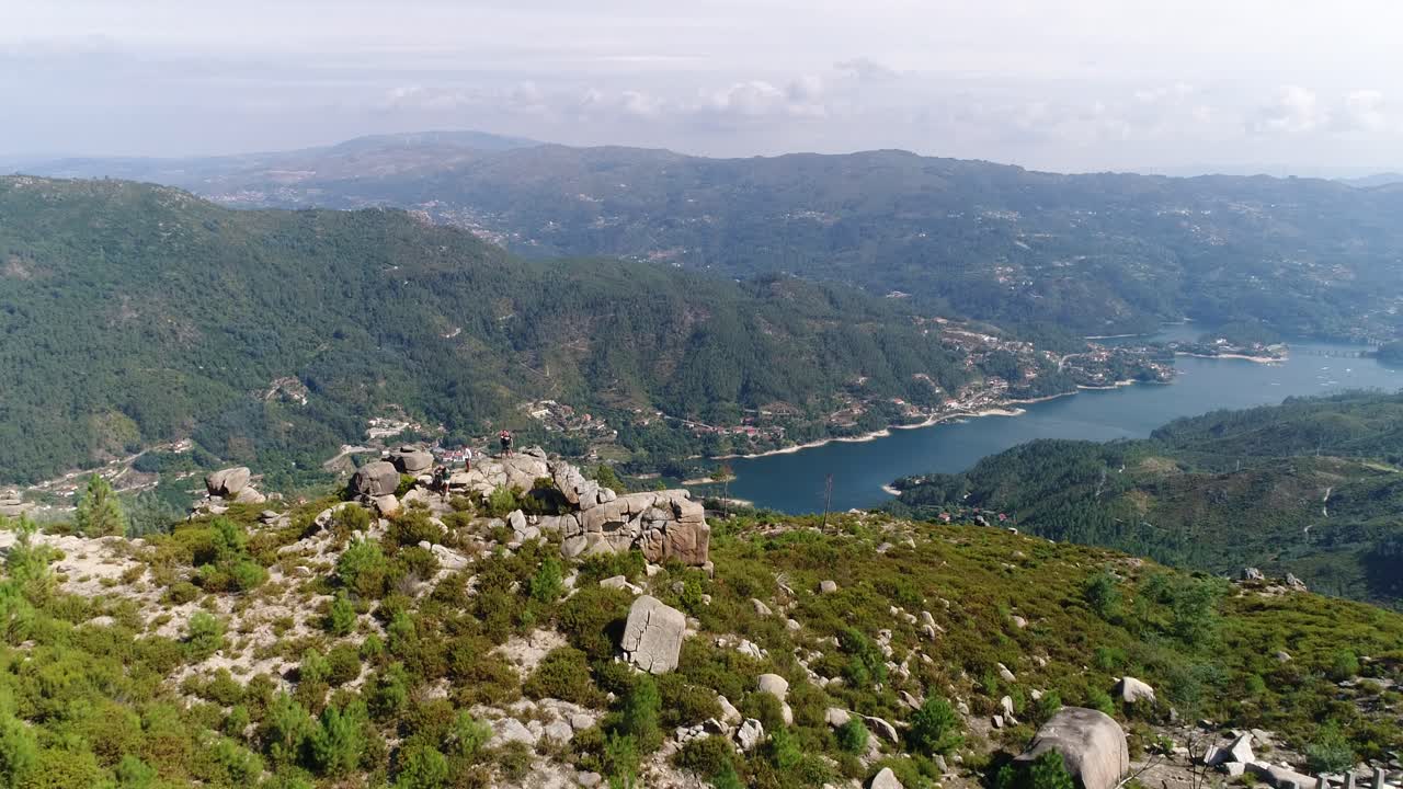 Gerês, Braga, Portekiz Cávado Nehri Havadan Görünüm Güzel Doğa Manzarası