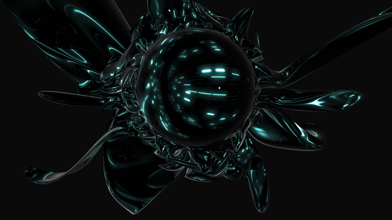 un objeto metálico futurista y brillante flotando en el espacio.