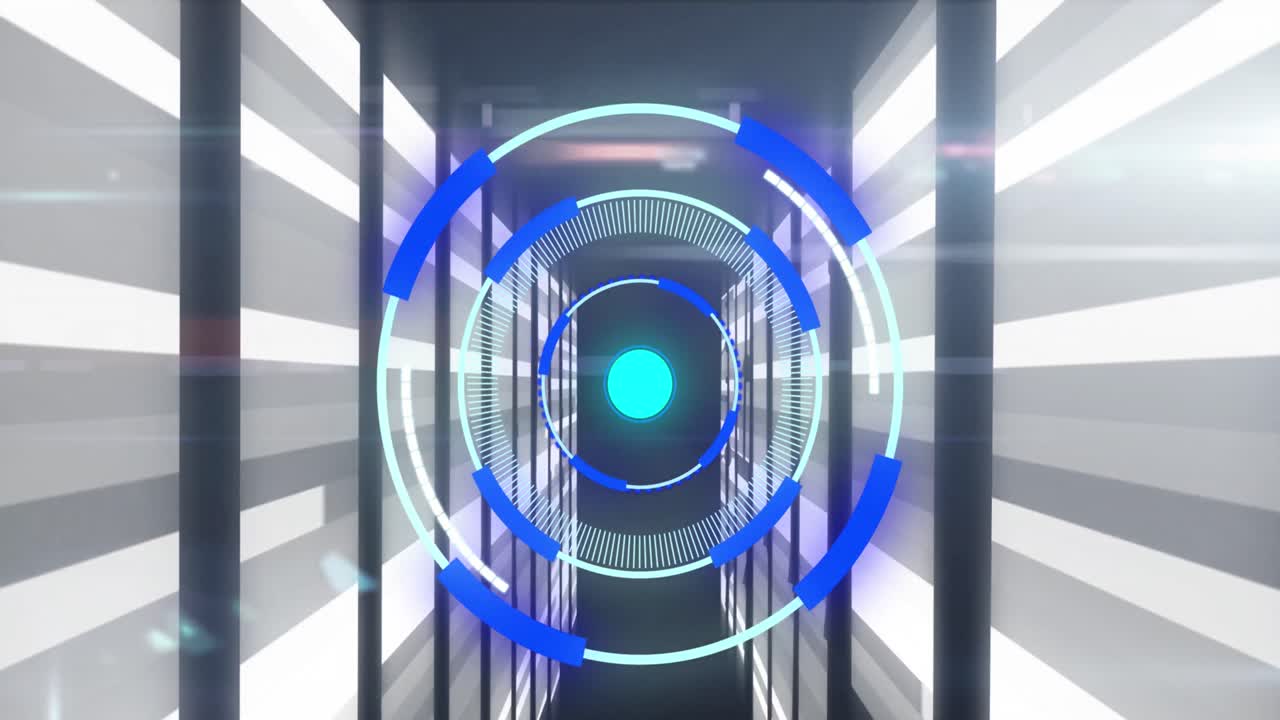 animación del escaneo del alcance y el procesamiento de datos a través de servidores informáticos