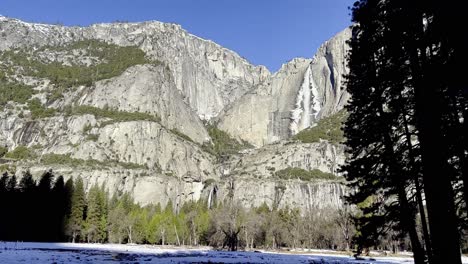 pan of yosemite falls in yosemite national park