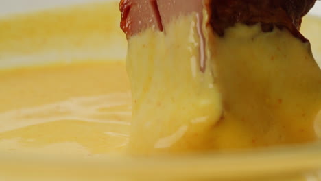 grilled ham in mustard dip