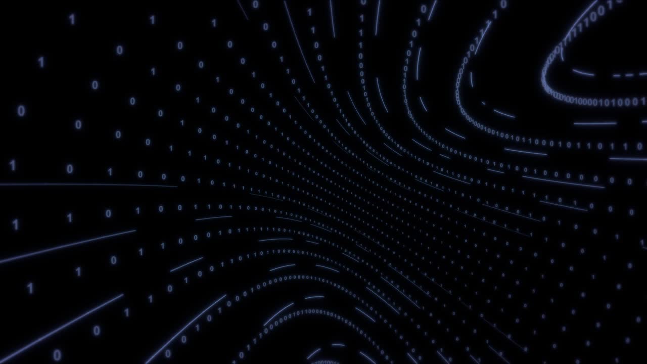 Neon Digital binary tunnel. Seamless loop 4k background for network, big data, data center, digital event