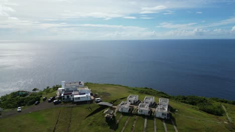 waterfront accommodation buildings in pandan, catanduanes, philippines - aerial drone shot