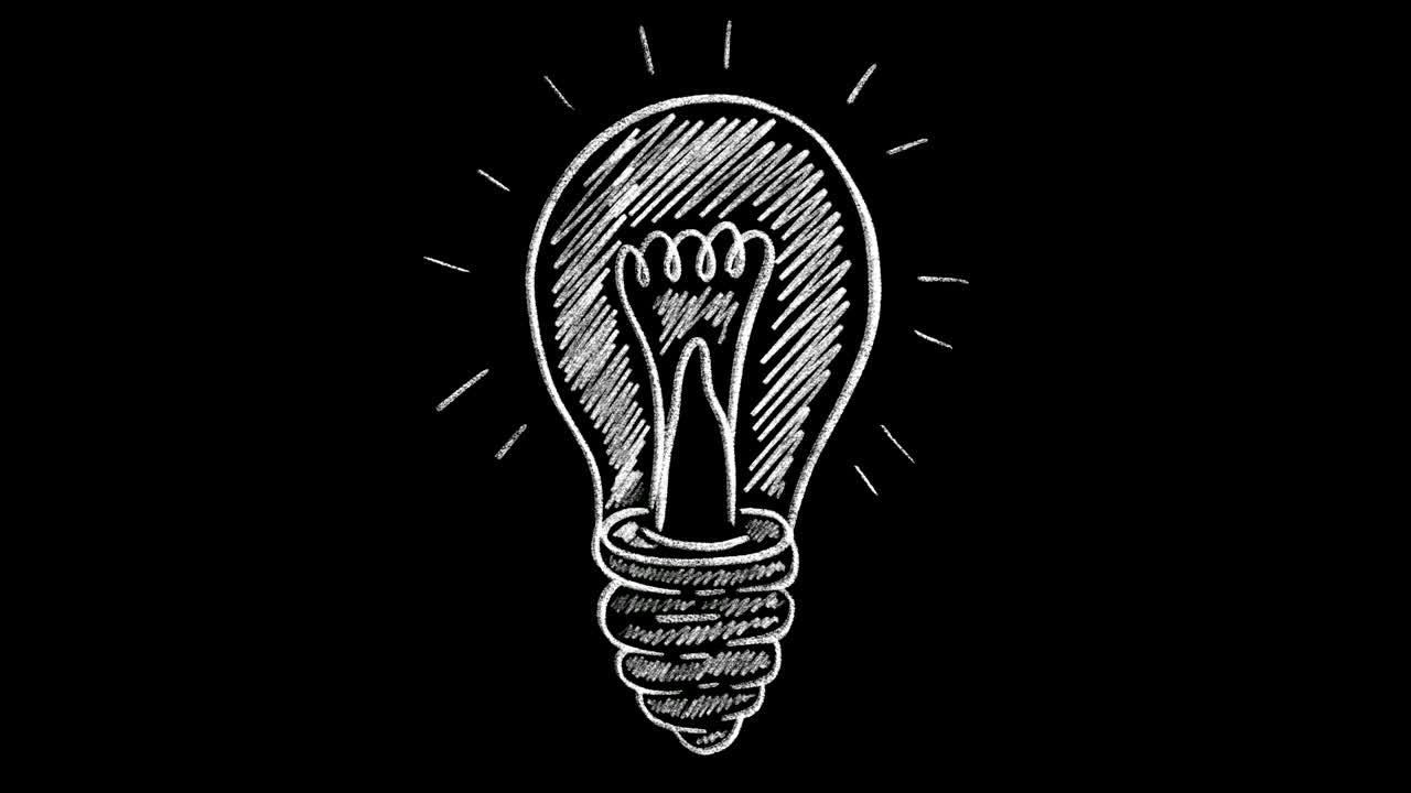 animación dibujada a mano de la bombilla con canal alfa