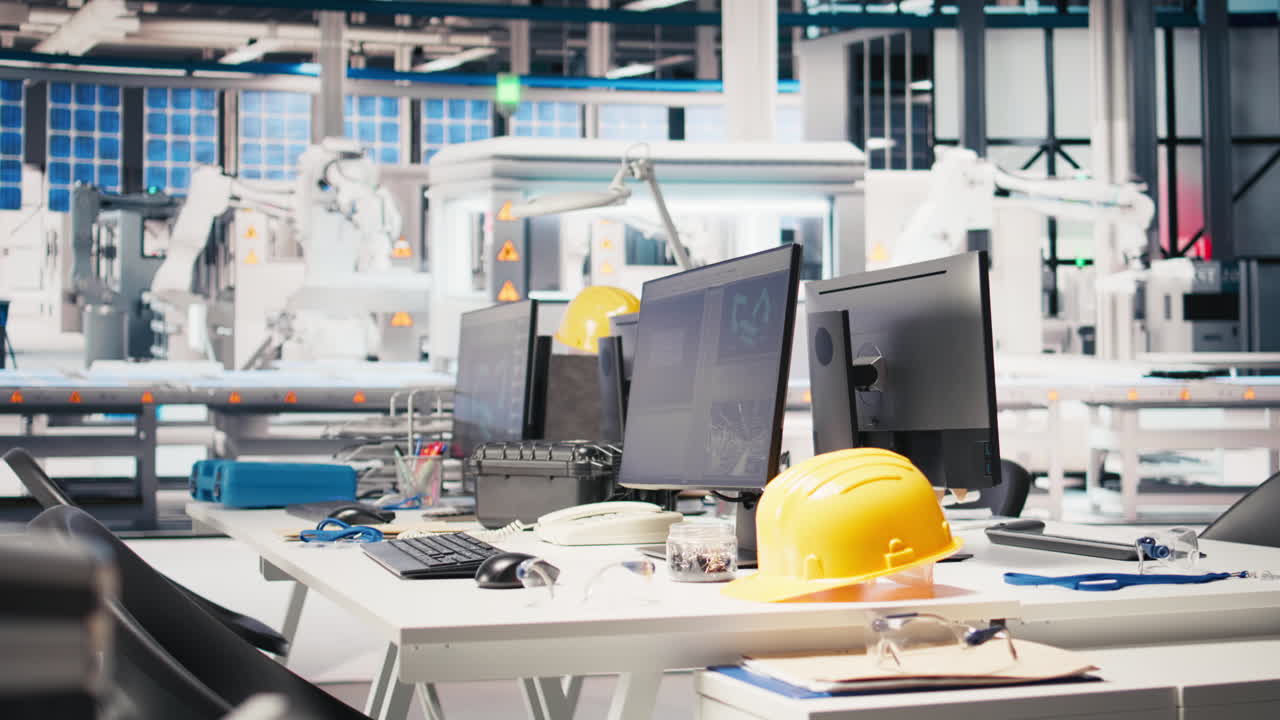 Vertical Video Computer software in photovoltaics factory used for optimizing production