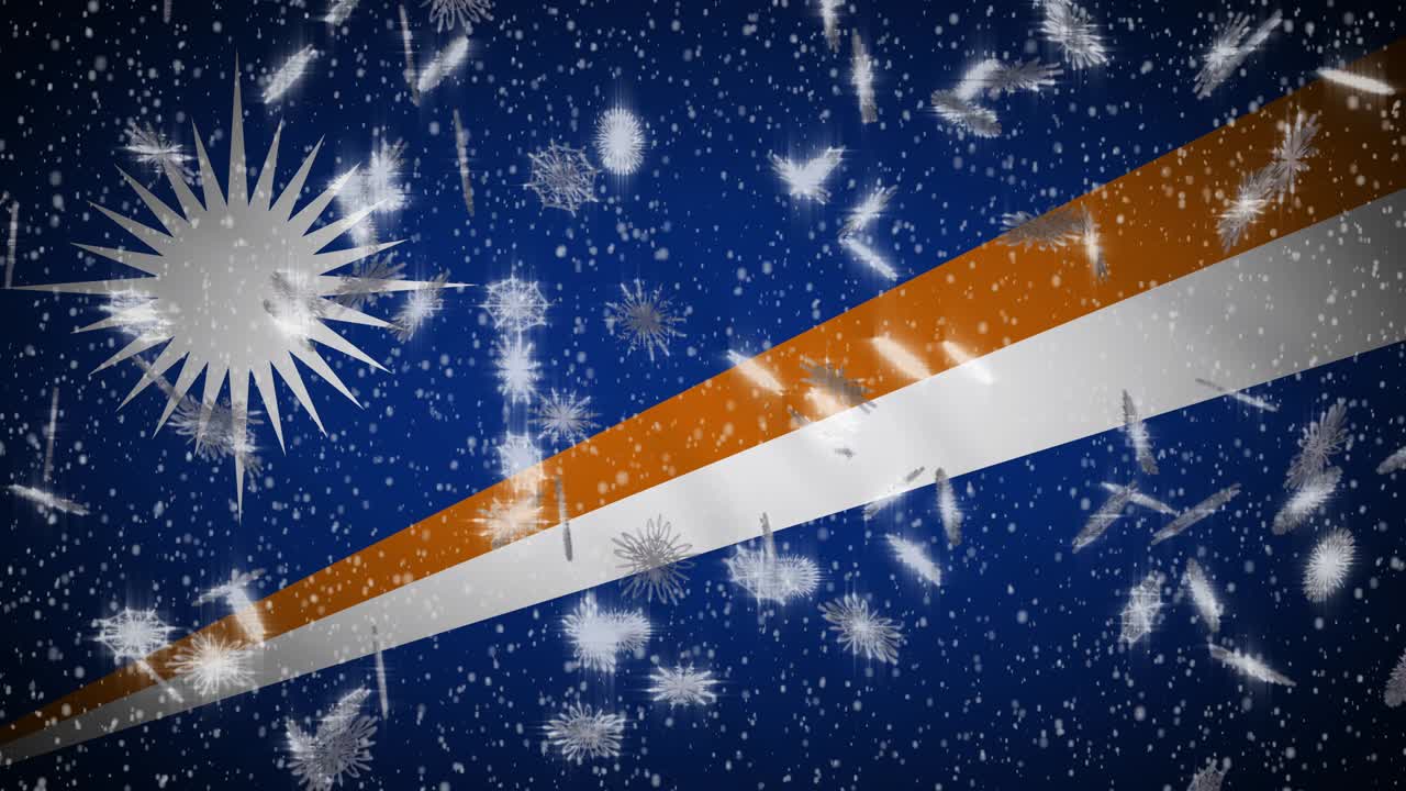 마셜 아일랜드 발: 눈이 내리는 루프, 새해와 크리스마스 배경, 루프