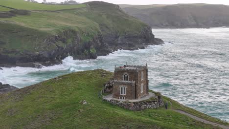 folley ,doyden castle port quin cornwall uk  drone,aerial