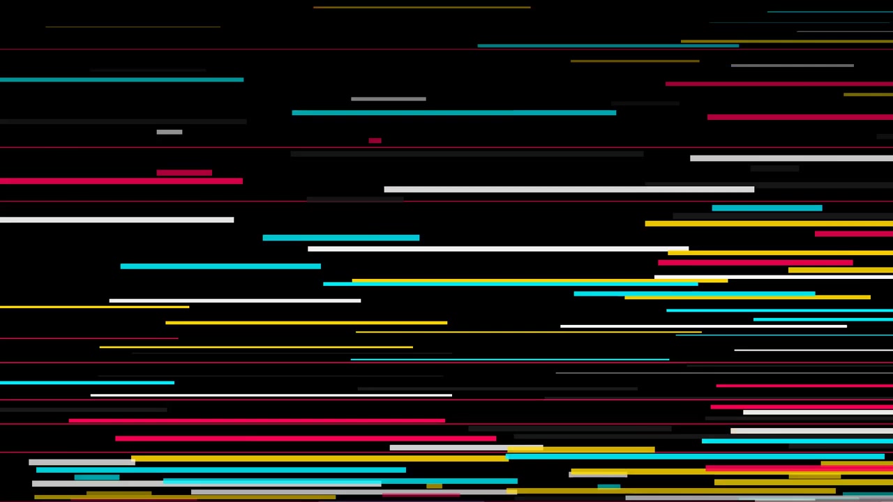Grafica in Movimento Astratta di Linee Orizzontali Colorate su Sfondo Nero